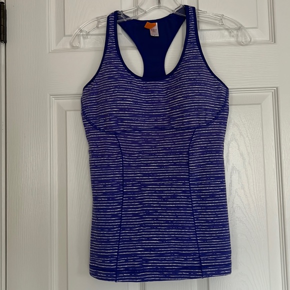 LUCY brand bluish purple 2pc set tank top and cropped legging gym attire sizeS/M - Picture 4 of 16